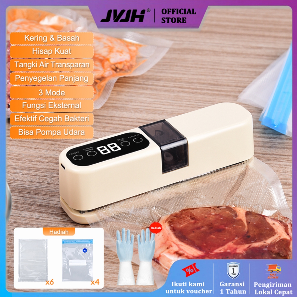 JVJH Mesin Vacuum Sealer Makanan Wireless Alat Vakum Makanan Frozen Multifungsi Portable Mini Sealer