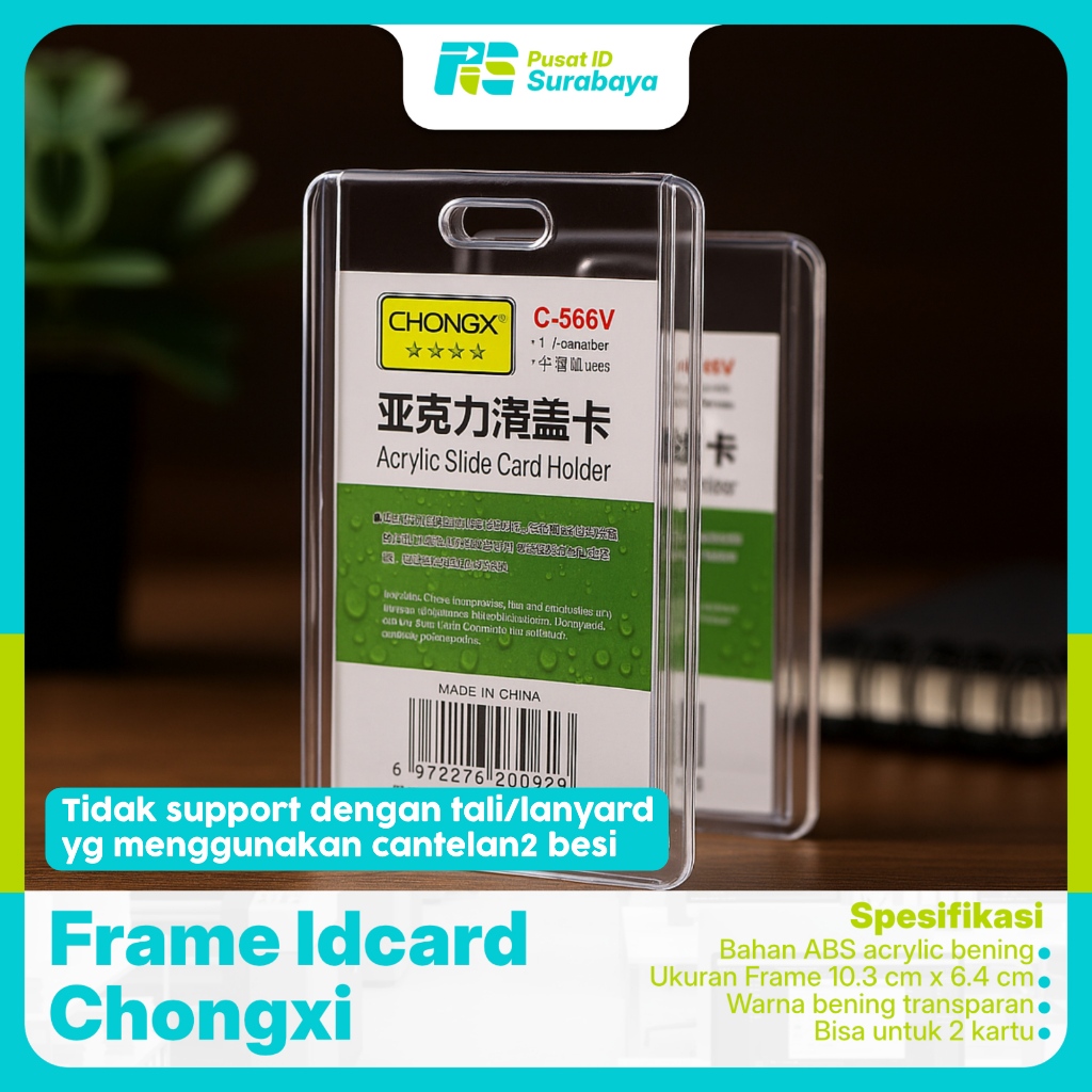 FRAME ID CARD HOLDER AKRILIK MERK CHONGXI FRAME BUKA TUTUP