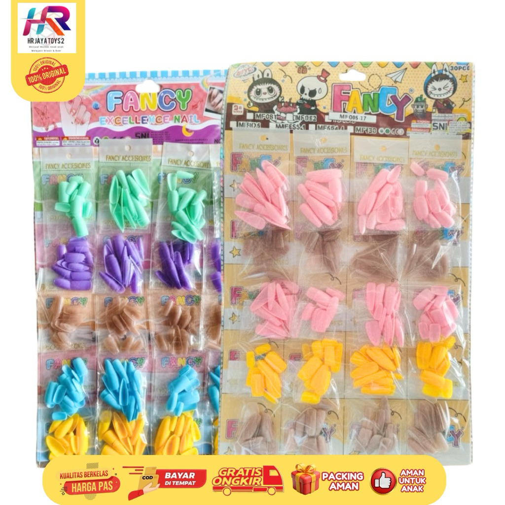Kuku Palsu Anak FANCY Murah – Nail Art Mainan Warna Warni – Fancy Excellence Nail 20 Pcs – Aksesoris