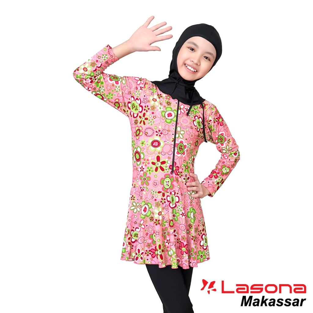 Lasona Kids Burkini Hijab Swimwear Baju Renang Muslim Anak Perempuan TRPM-G3344-L01690 Stok MAKASSAR