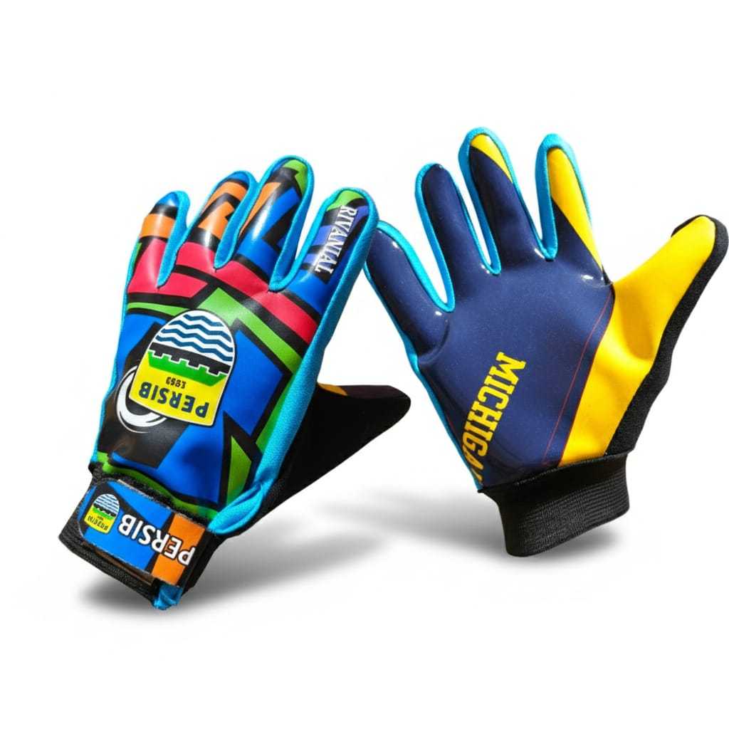 RIVANIAL Sarung Tangan Kiper Anak-Anak Lengket/ Sarung Tangan Kiper Lengket Club Bola