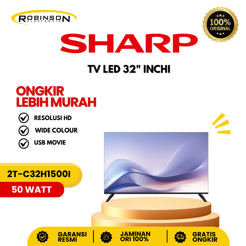 SHARP LED TV 32 HD 1500 32" Inchi Mesin Gambar X2 Master Engine