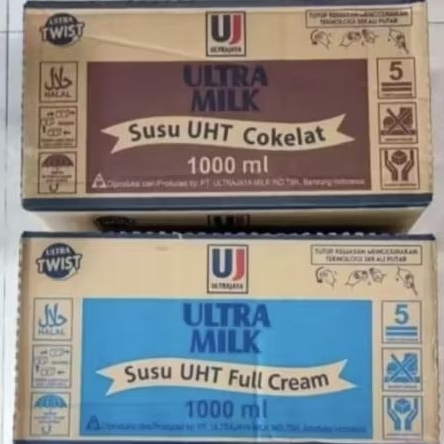 Ultra Milk susu UHT 1 liter 1 L Per Dus ( isi 12 ) rasa COKLAT / FULL CREAM