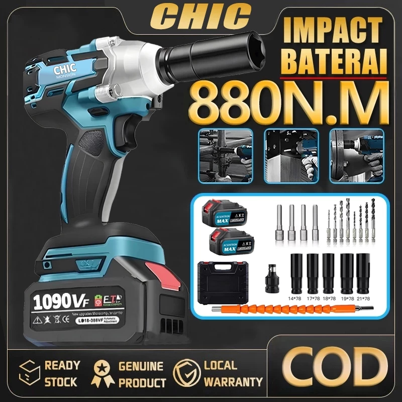 CHIC 1090VF /588VF Impact Wrench 1600N.M Impact baterai Mesin Bor Untuk Baut Mobil Impact Baterai Im