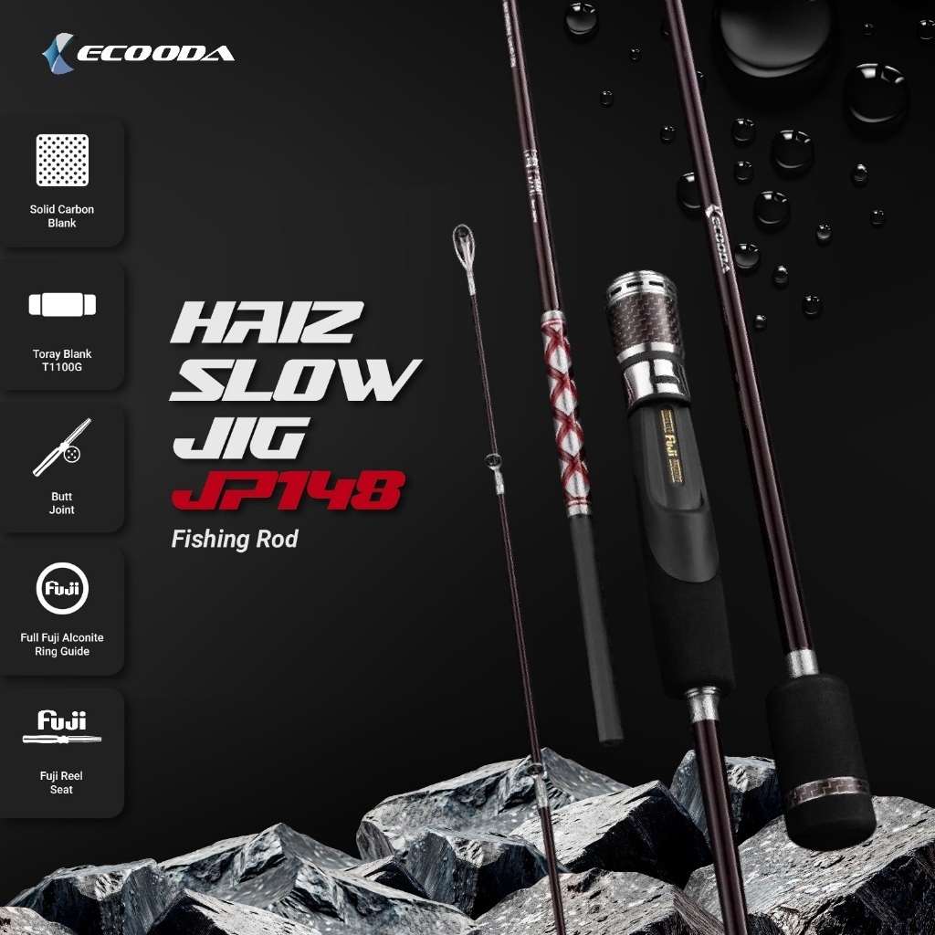 ECOODA Joran Haiz Full Solid Slow Jigging Rod 1.85M/1.88M/1.90M PE 1-4 Jig 40g-300g Spinning/Overhea