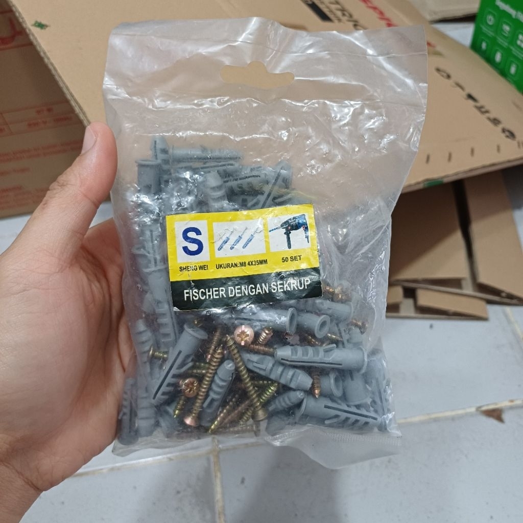 Sekrup S8 dan S6 dengan fischer screw 50 set skrup fisher