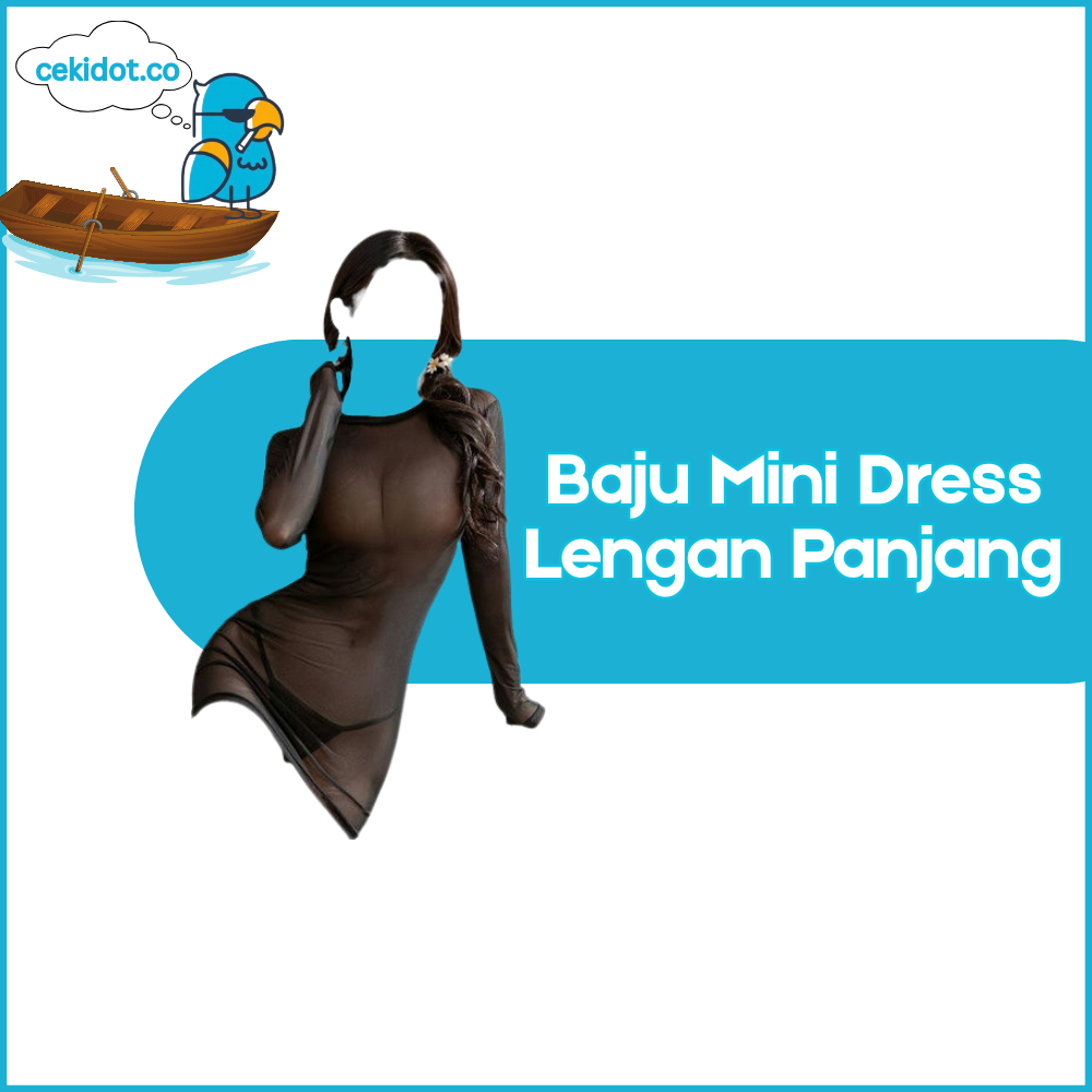 Cekidot Baju Mini Dress Lengan Panjang Lingerie Press Badan Body Fit Bahan Tipis Transparan Gaya Ele