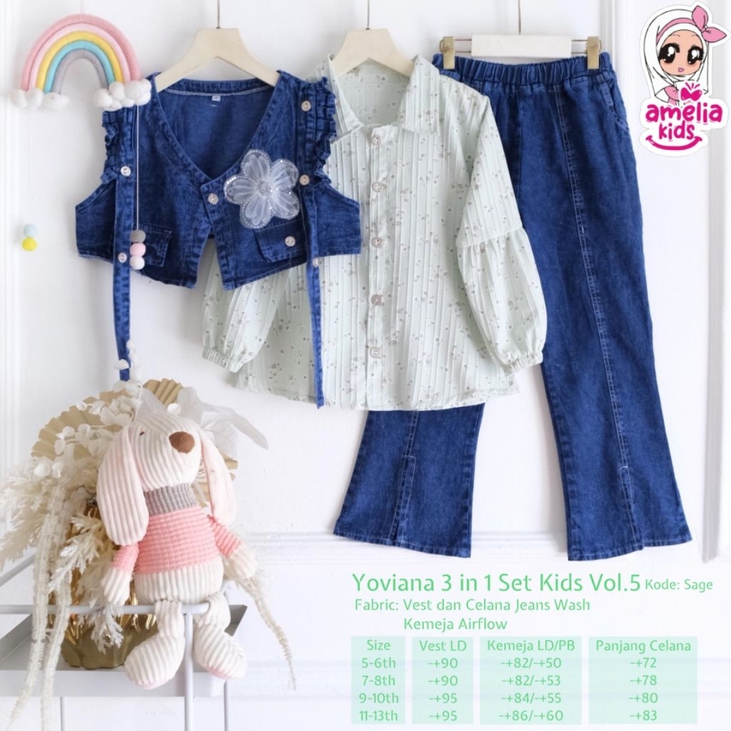 (( READY STOCK SIYAP KIRIM )) YOVIANA SET 3 in 1 By AMELIA KIDS LOLIPOP SET / HELLO SET / ZAHRA SET 
