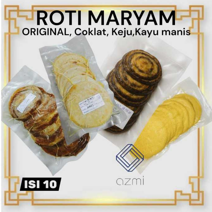 Roti Maryam Mini / Roti Canai / Roti Cane Frozen Rasa Original / Coklat / Keju / Kayu Manis 10 Pcs M