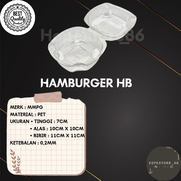 [50 PCS] MIKA BURGER / TRAY ROTI / TEMPAT HAMBURGER SUDAH ADA KANCING / BURGER / PLASTIK MIKA BURGER