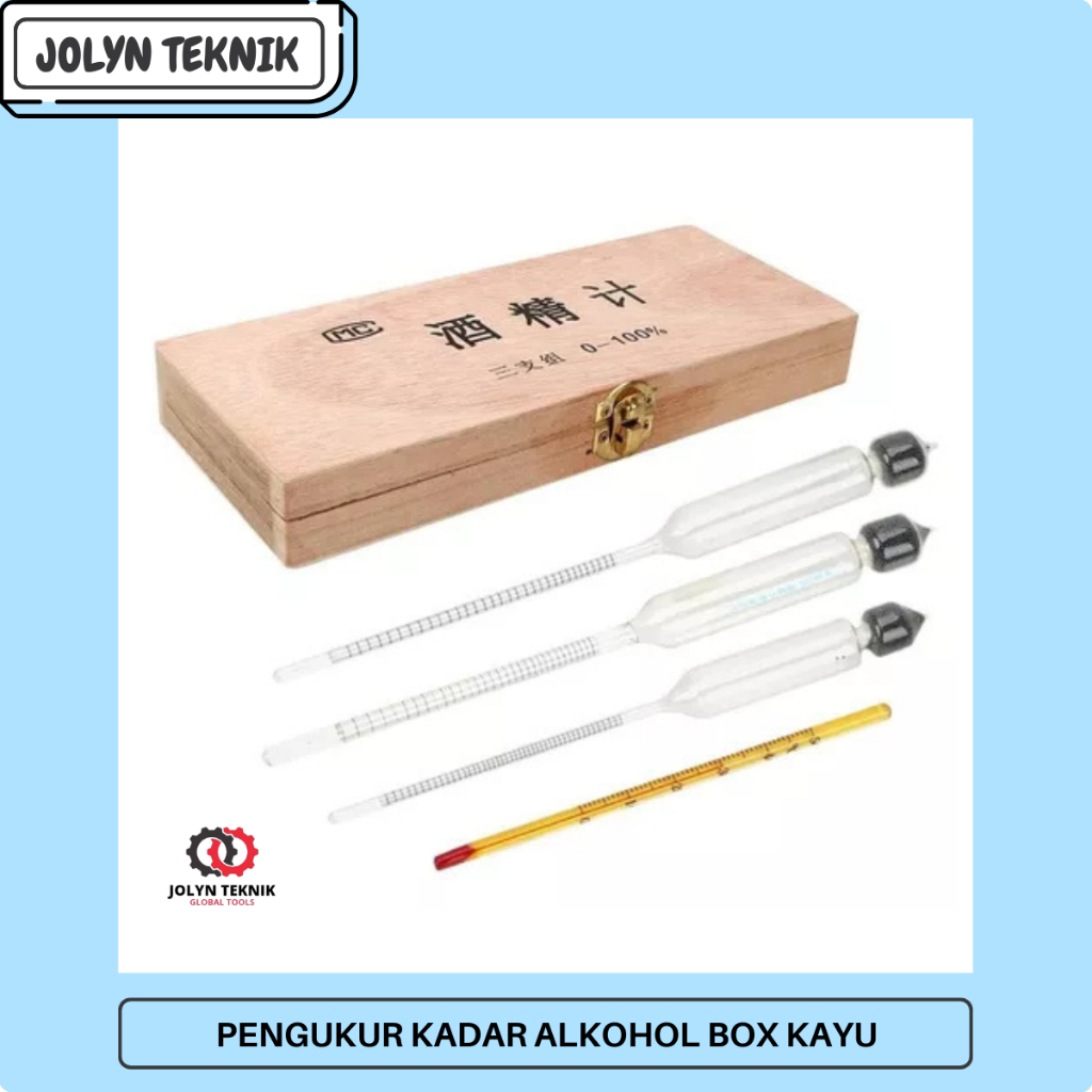 ALKOHOL METER PENGUKUR KADAR ALKOHOL ANGGUR WINE 3 PC SET 0 - 100% Concentration Bar