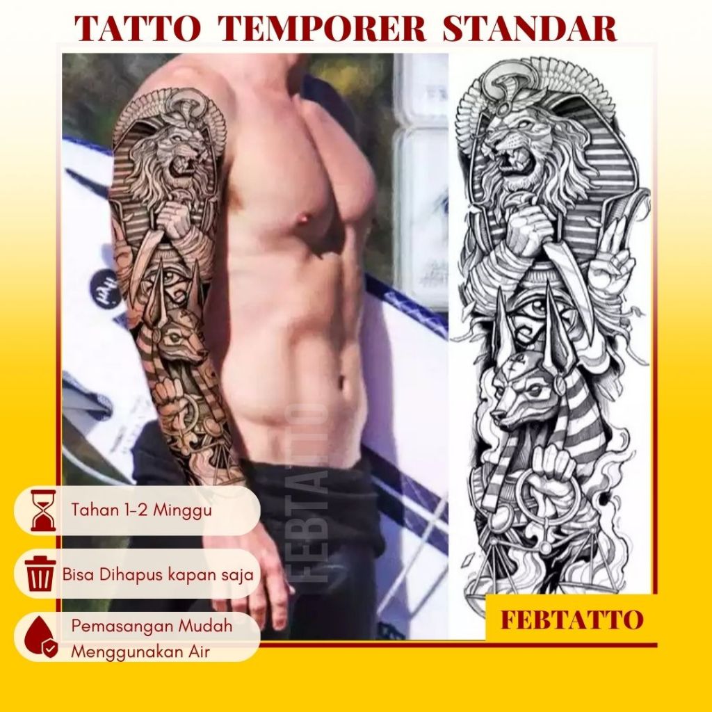 Temporary Tattoo FULL ARM Size 17x48cm Aesthetic Tattoo Motif Temporary Tattoo Sticker Halal Wholesa