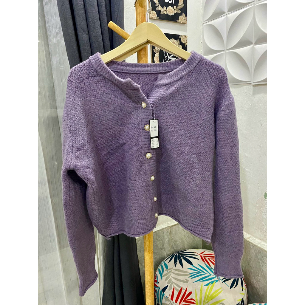 Cardigan Import Premium Warna Ungu Lilac