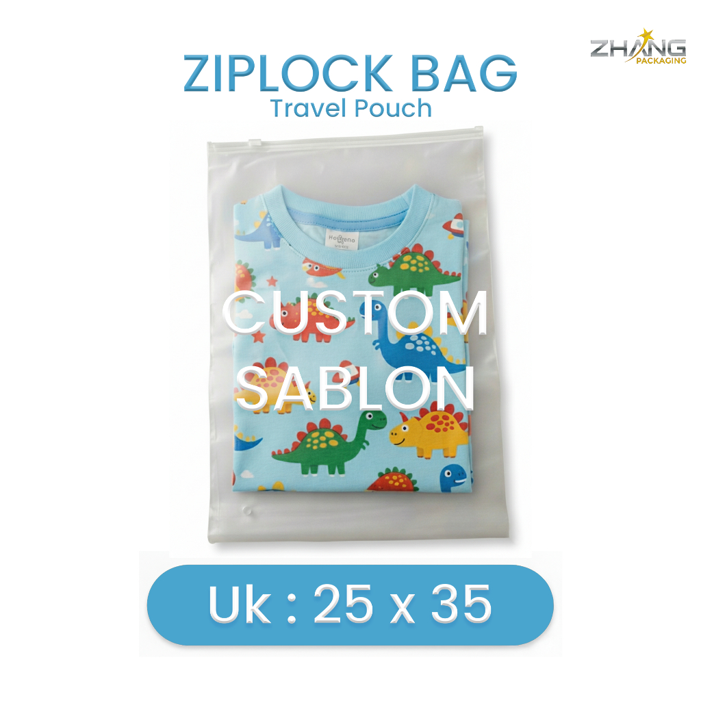 Ziplock Bag Custom Sablon / Zipper Lock / Zipper Bag / Plastik Ziplock Baju Travel 25x35