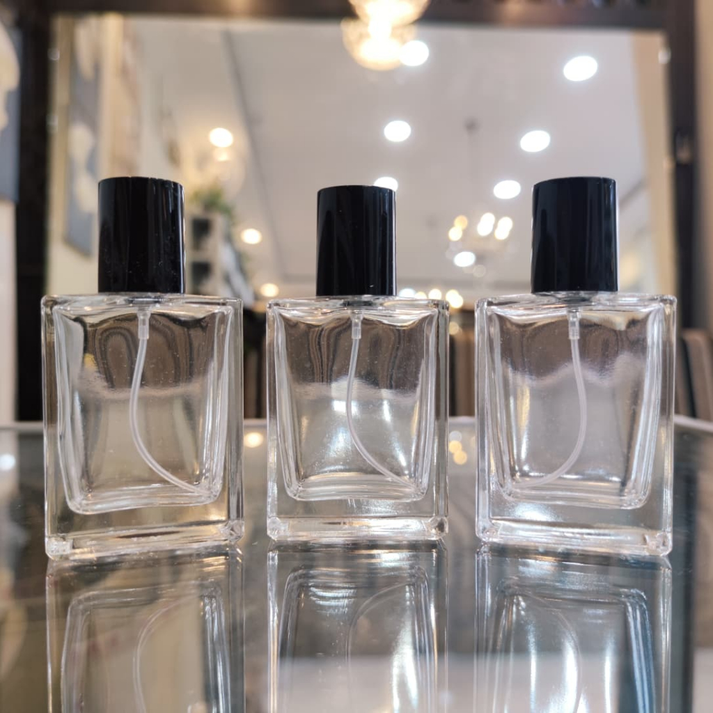 [ Botol ] HERMES PETAK HITAM 50 ML | Botol parfum kosong drat spray putar kaca ( pcs )