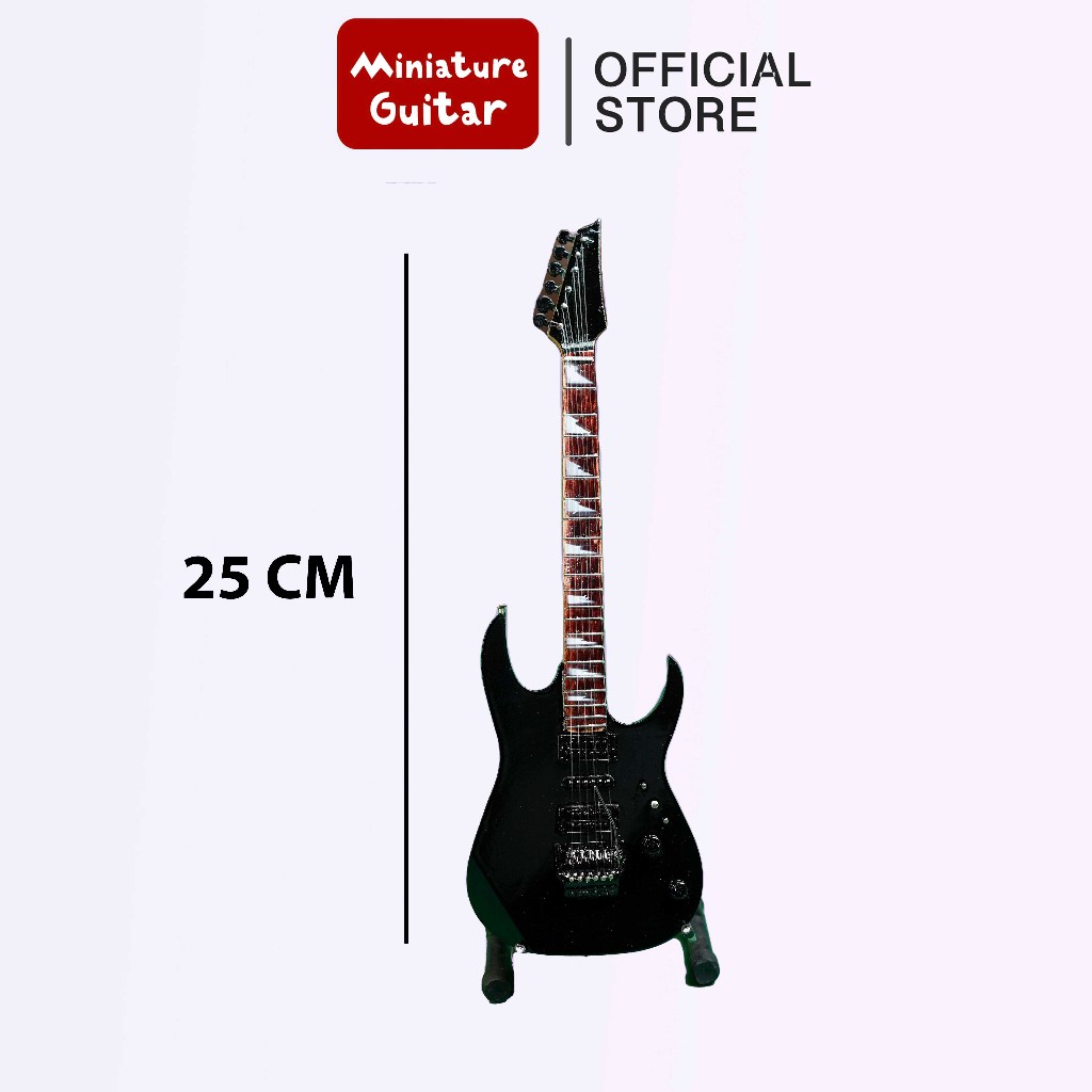 Miniatur gitar ibanez Miniatur gitar ibanez hitam Miniatur gitar ibanez black bonus stand