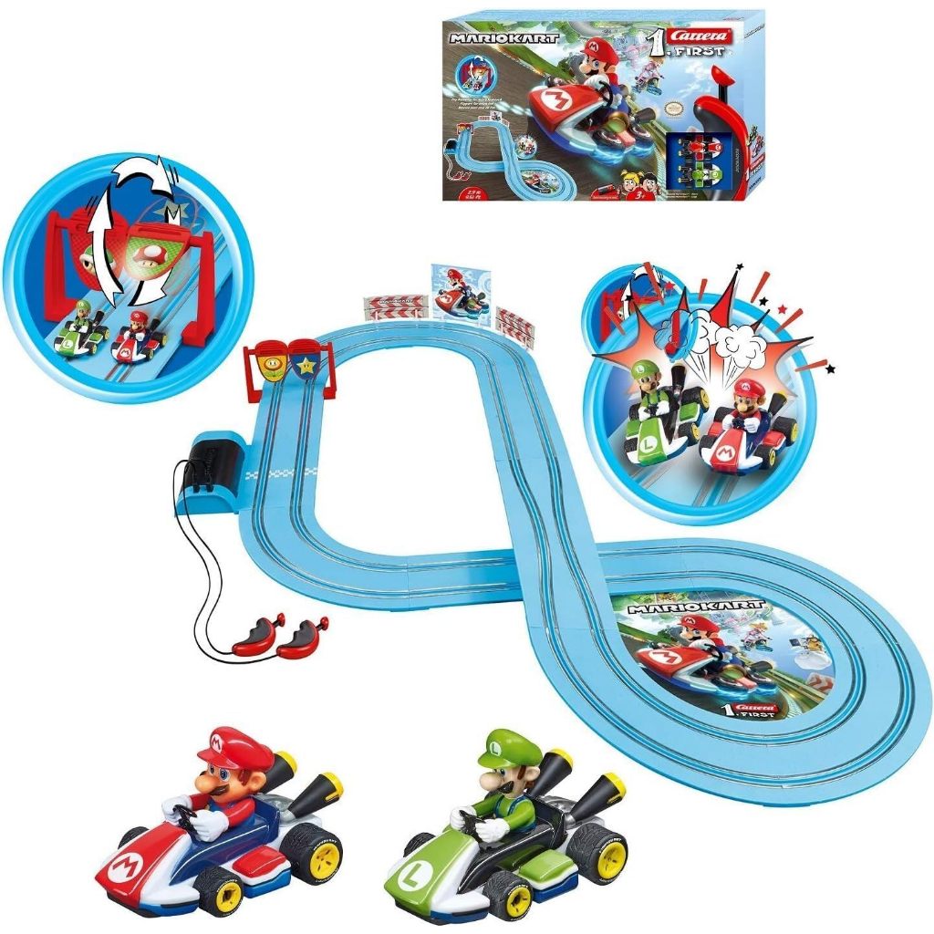Carrera First Nintendo Mario Kart Slot Car Race Track - Includes 2 Cars: Mario and Luigi
