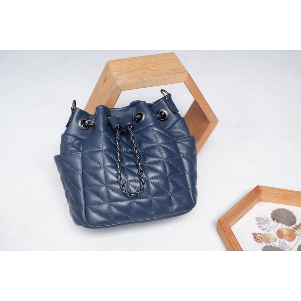 Tas Serut Kulit Domba Asli Tali Rantai Tas Pesta Selempang Cantik Lucu Mewah