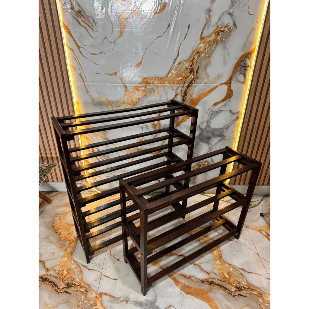 Rak sepatu 3 susun / 5 susun Kayu / Tempat penyimpanan sepatu Mini full Kayu kokoh