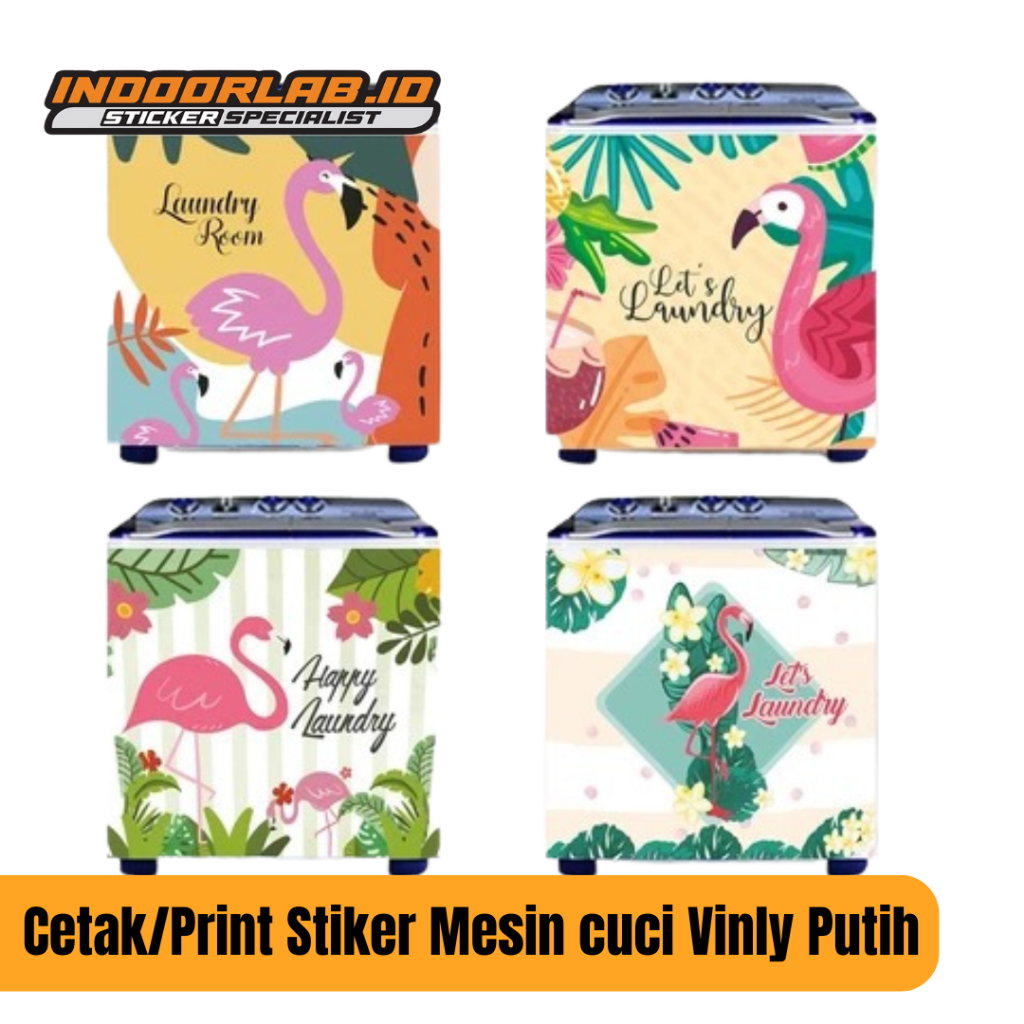 Cetak/Print Stiker Mesin Cuci Vinyl Putih