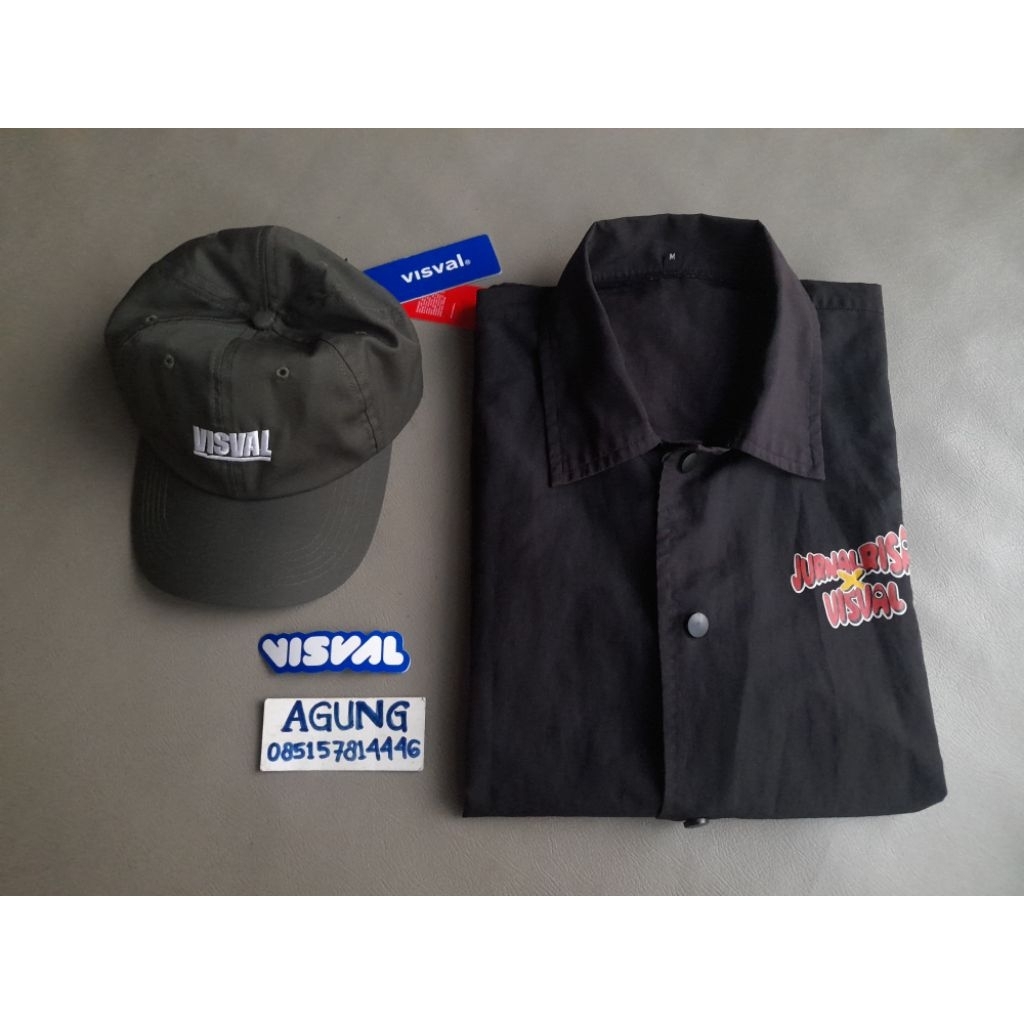 TOPI DAD HAT BASEBALL CAP VISVAL ARMY GREEN FREE COACH WINDBREAKER JACKET