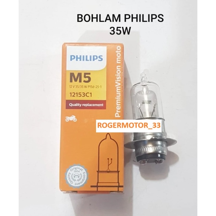 BOHLAM BOLA LAMPU DEPAN MOTOR MERK PHILIPS 35 WATT 35W TYPE M5