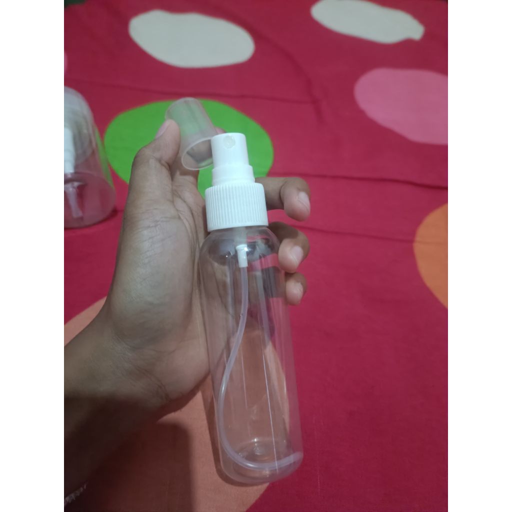Botol travel kit transparan, botol parfum (preloved) dan new spatula masker silikon
