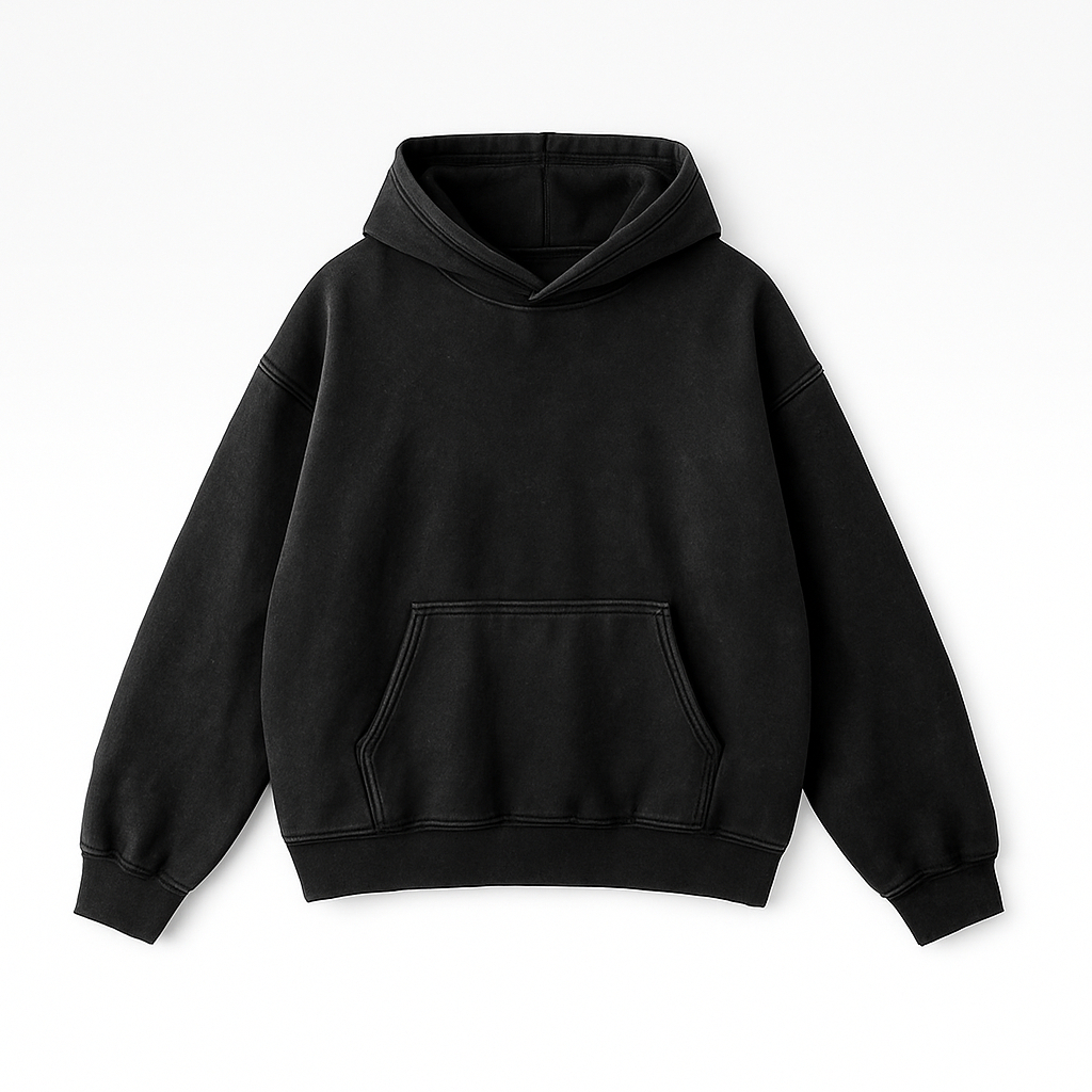 CUTHEROBE - Black Boxy Hoodie | Cotton Fleece 300Gsm