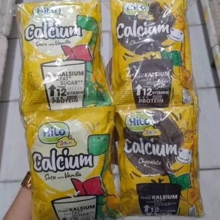 Hilo School Calcium susu bubuk anak rasa COKLAT / VANILA/ STRAWBERRY ( isi 10 sachets )