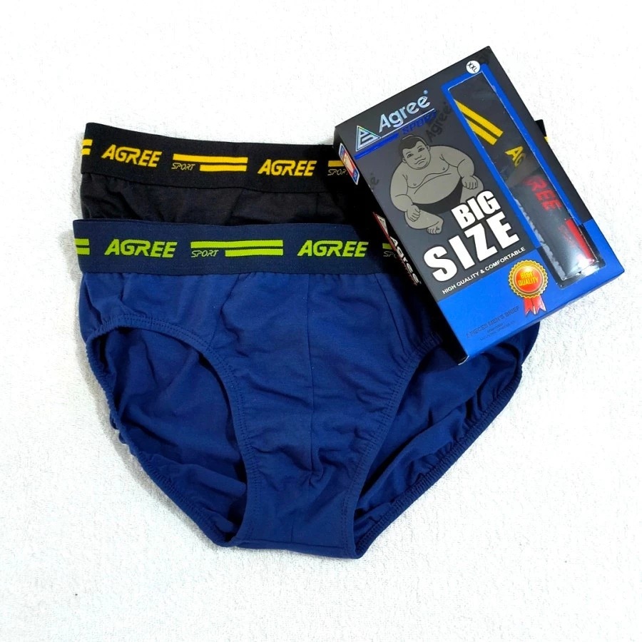 2 pcs - Celana Dalam Pria Agree 2316 Jumbo CD Laki Laki Dewasa Karet Boxer Lembut Adem