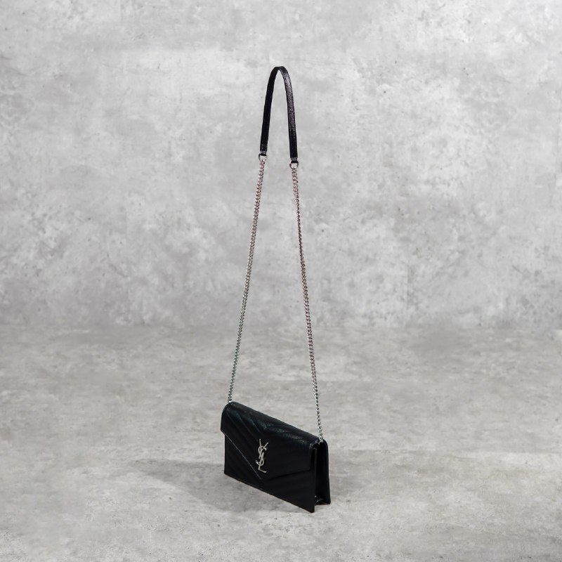 Tas YSL 19CM SHW CAVIAR BLACK WOC SHOULDER BAG 100% ORIGINAL