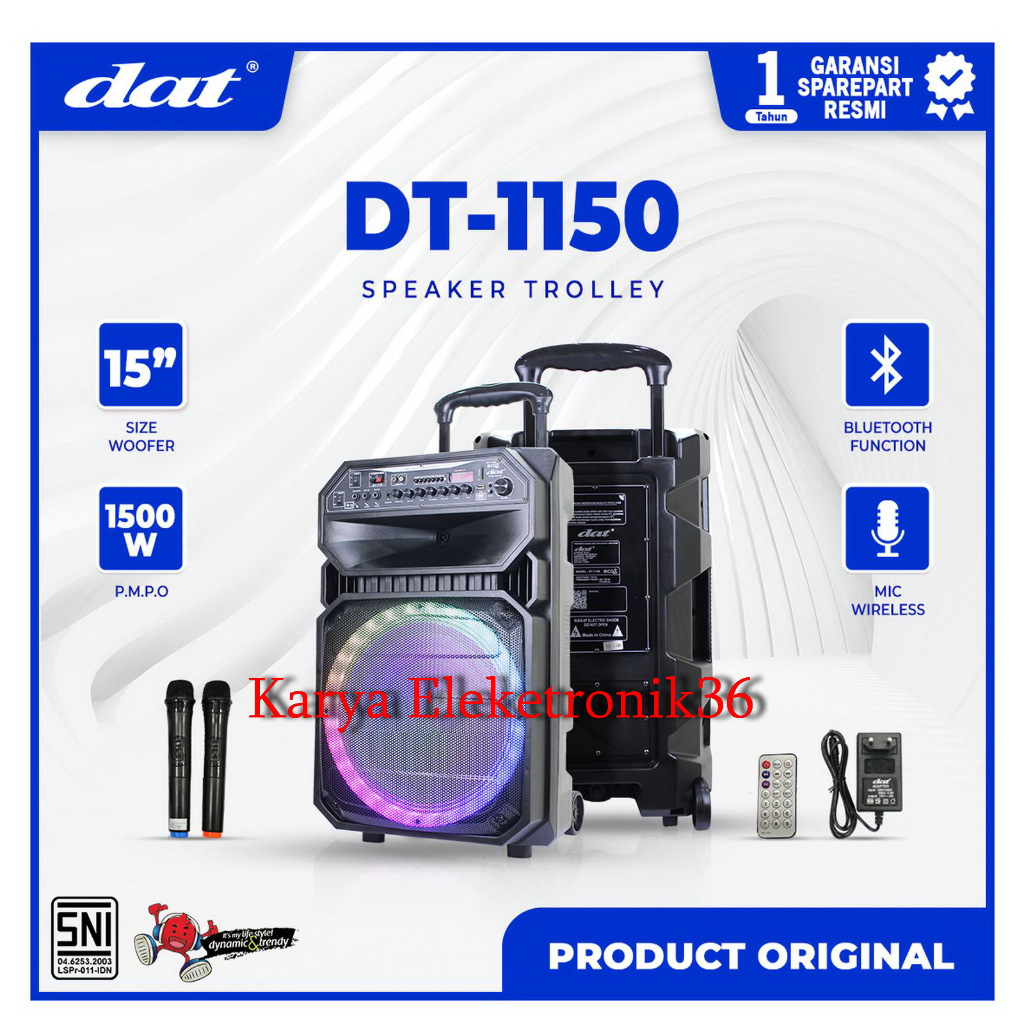 DAT Speaker DT 1150 Trolley 15 Inch Bluetooth Mic DAT DT1150 ORIGINAL