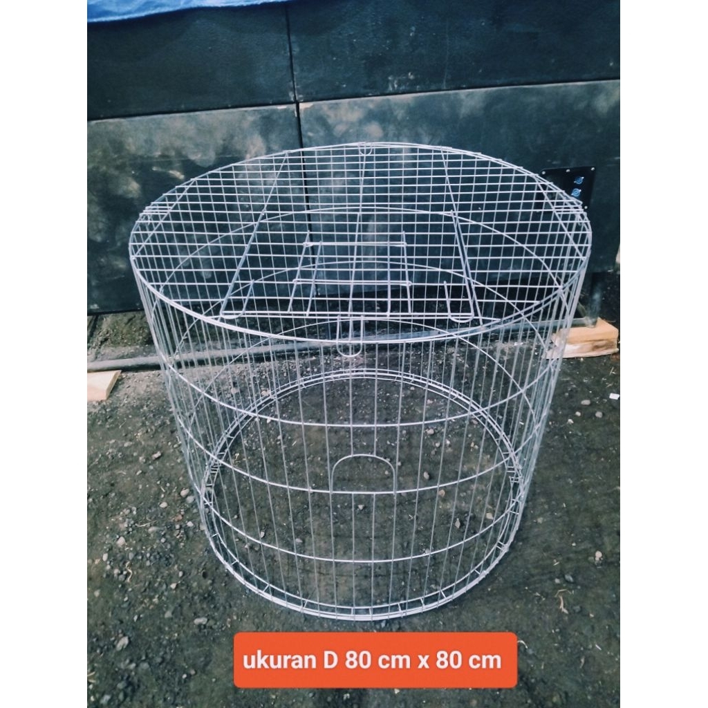 kurungan Ayam galfanis bulat/bundar D.80x80/kurungan ayam jago modern bahan galfanis Tahan karat
