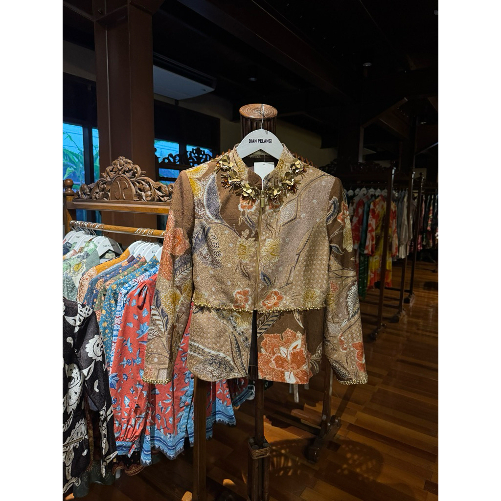 Flora coat katun visocos batik premium payet jas blazer wanita formal dian pelangi official pekalong