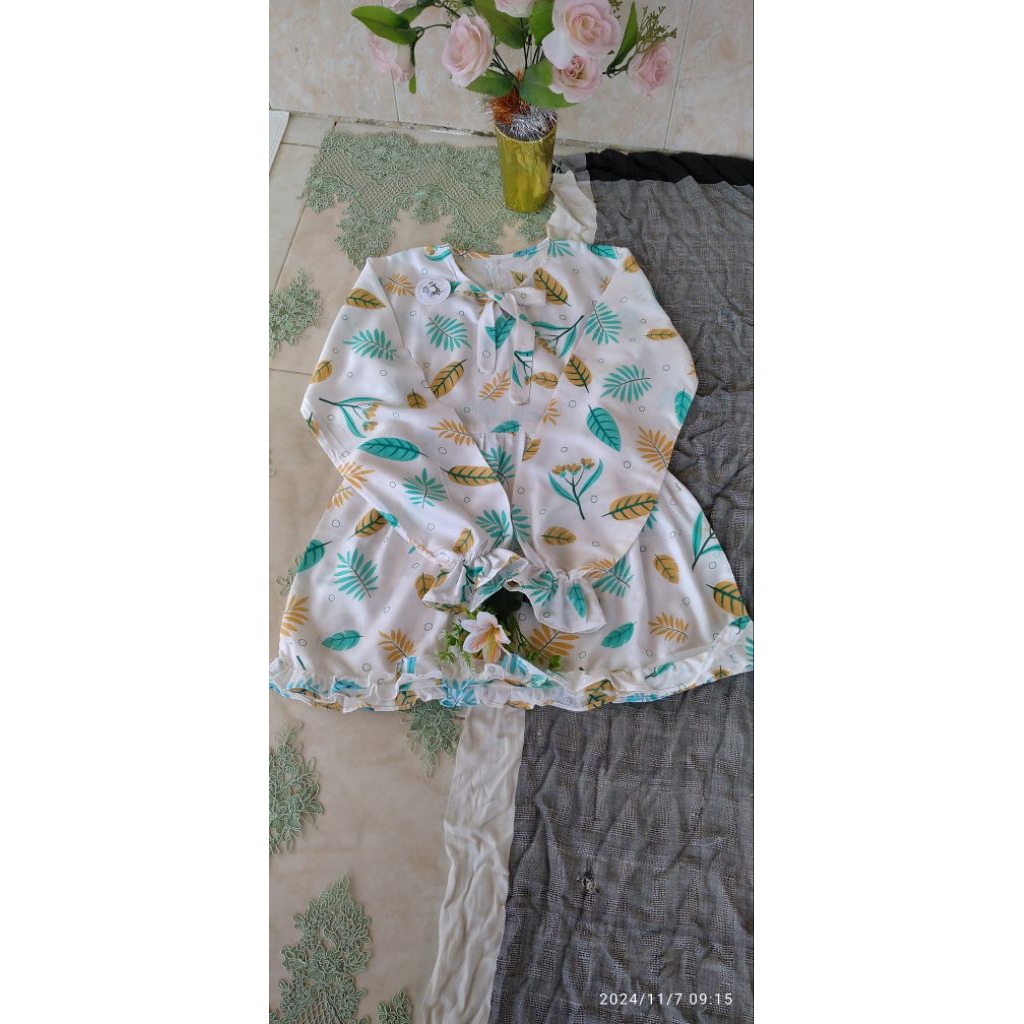 SetelananakPerempuanRokPlisket+AtasantunikAnakPerempuanNyamanDipakaiUkuranM(6-9Tahun)