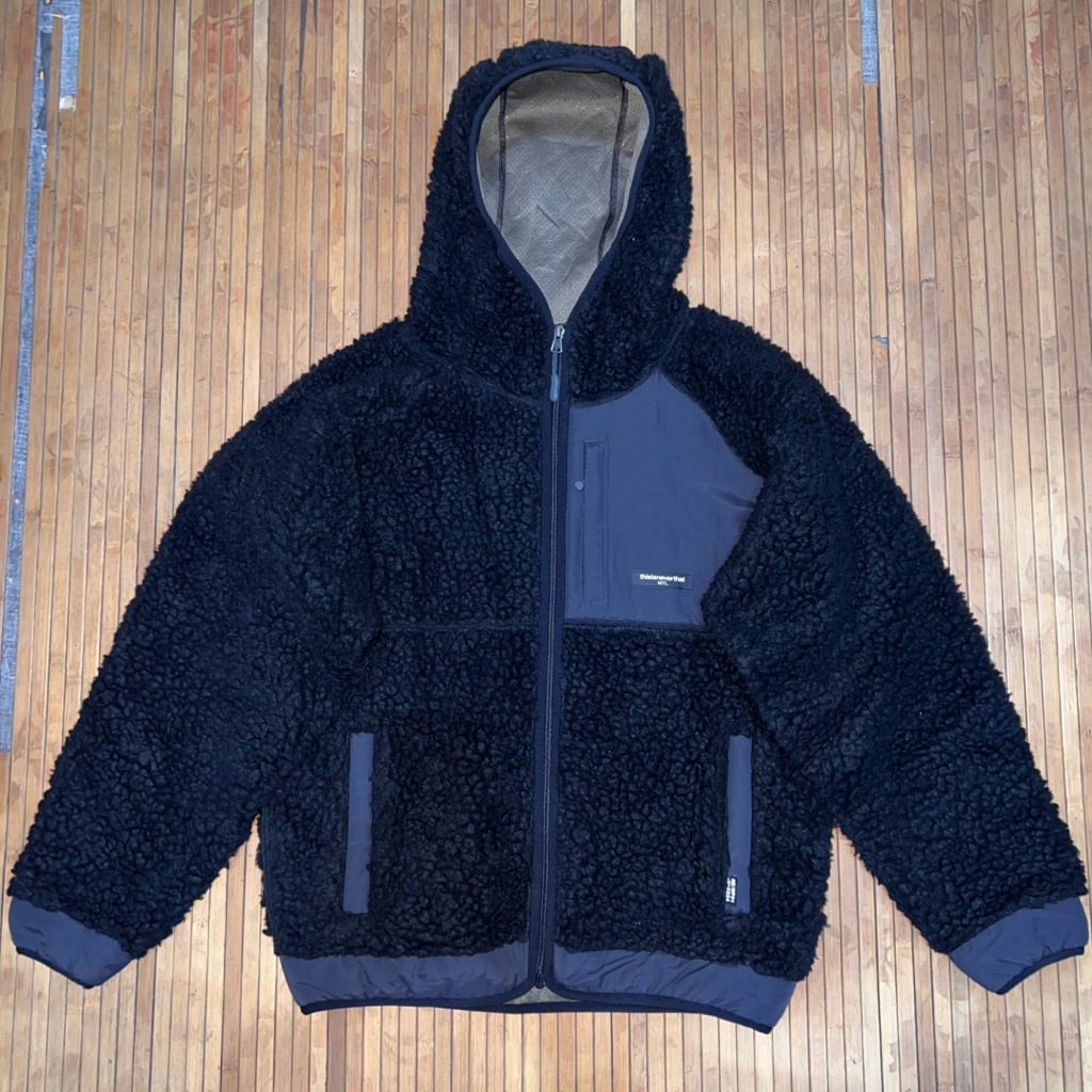 THISISNEVERTHAT BLACK SHERPA HOODED JACKET