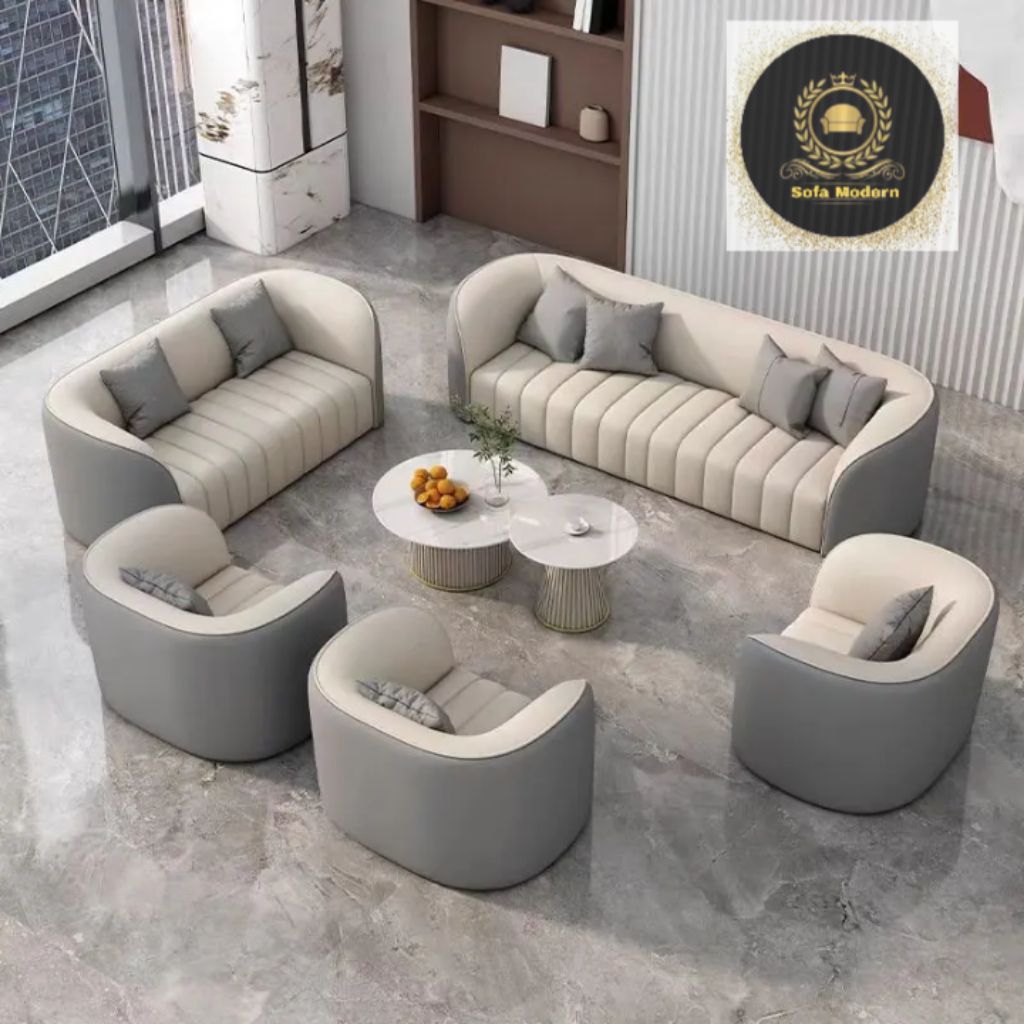 Sofa Set 3211 Kulit Minimalis Ruang Tamu Super Mewah