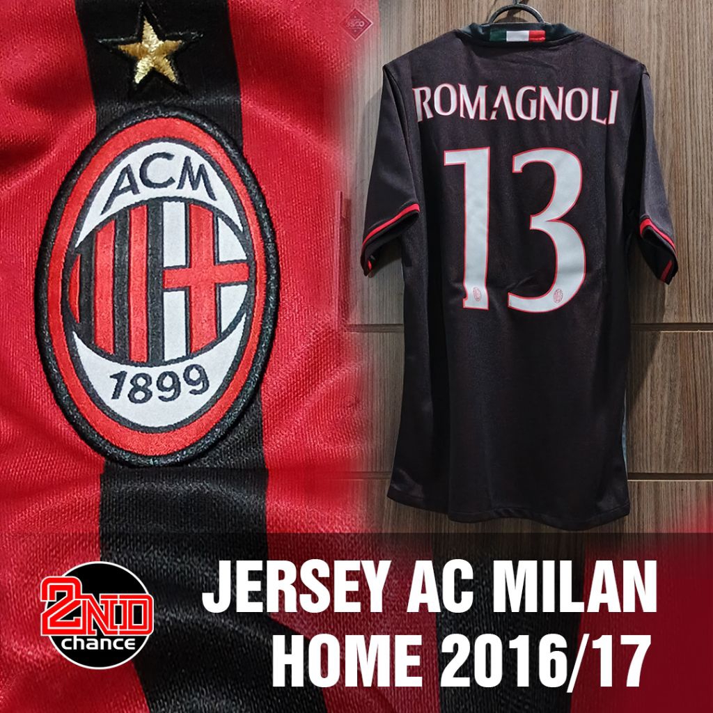 JERSEY AC MILAN HOME #13 ROMAGNOLI 2016/17 GRADE ORI  MURAH