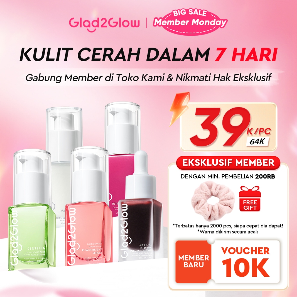 [12.12 Belanja 200rb, Disc. 20%]Glad2Glow Serum Series Peeling Serum Exfoliating Serum Bright Serum 