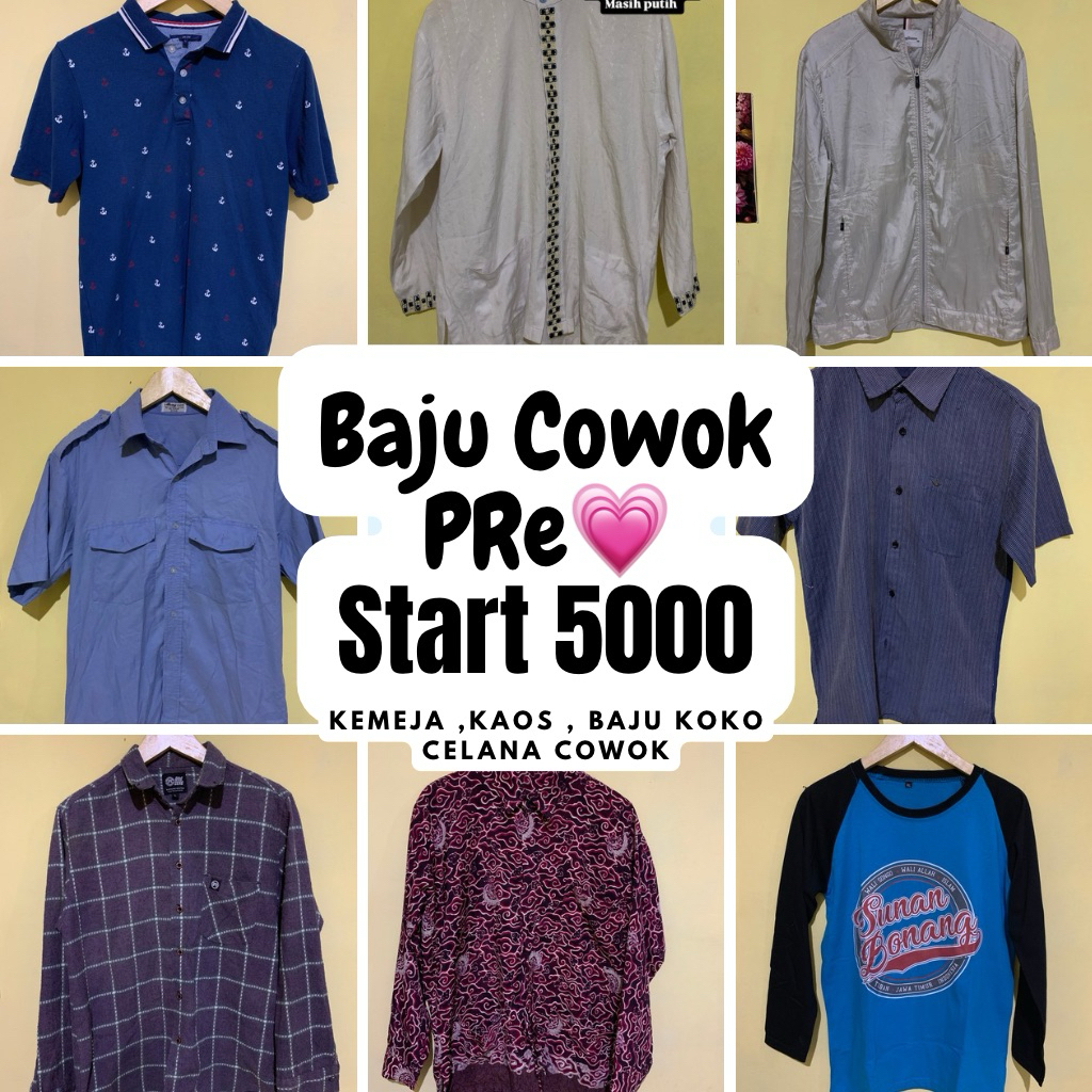 Baju pria kemeja cowok atasan cowok PL serba 5 ribu atasan murah