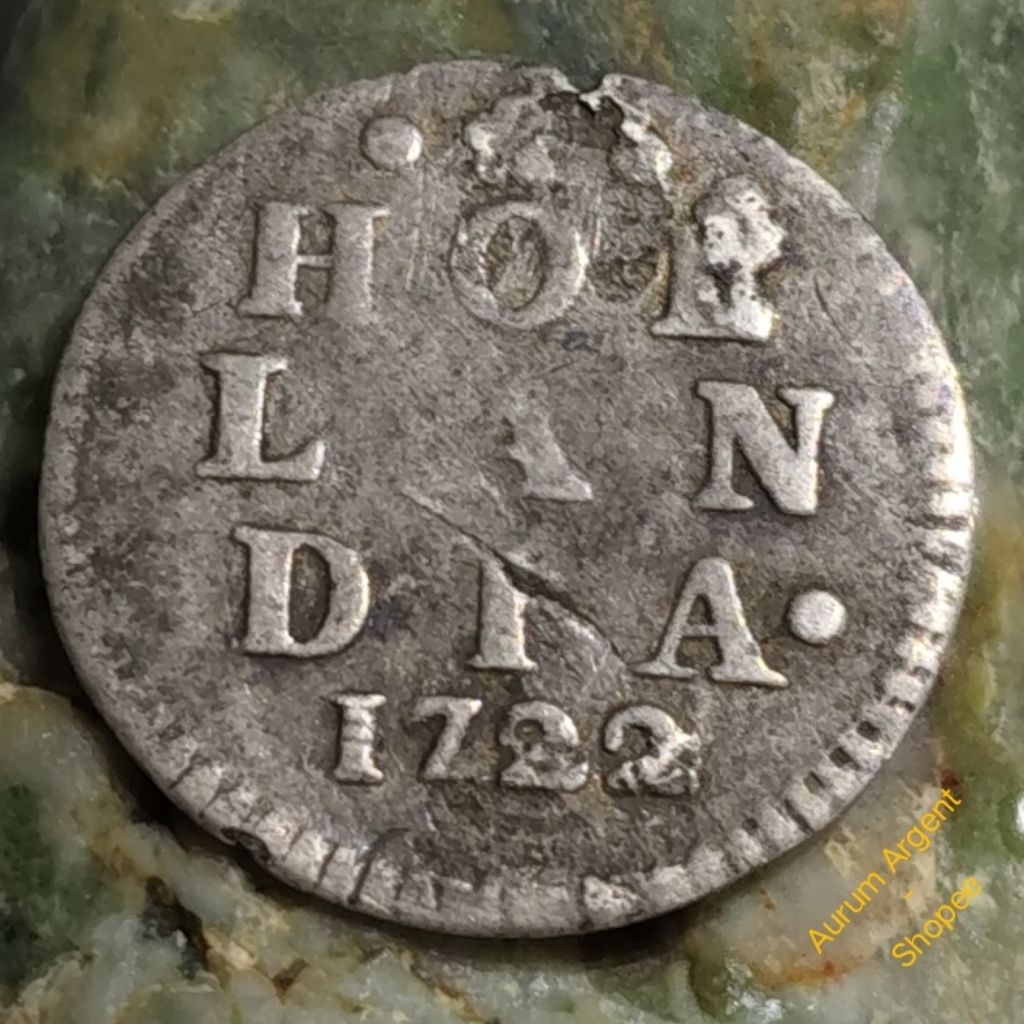 ST.49-- 1 PC KOIN PERAK KUNO ASLI 2 STUIVER HOLLANDIA TH 1722. --  SILVER COIN --
