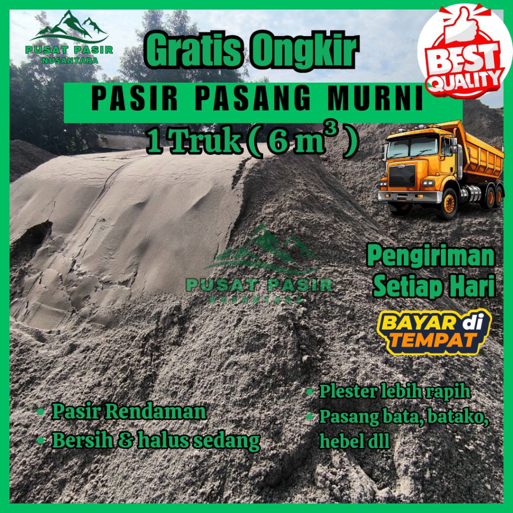Pasir bangunan 1 truk / Pasir pasang 1 truk / Pasir 1 truk / Pasir pasang bangunan