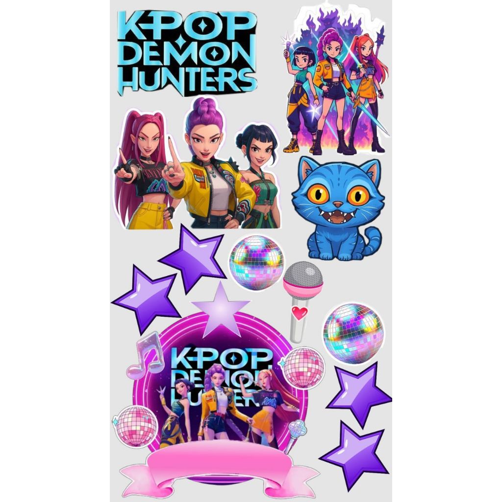 Topper Kpop Demon hunter / Saga boys custom nama Hiasan kue cake