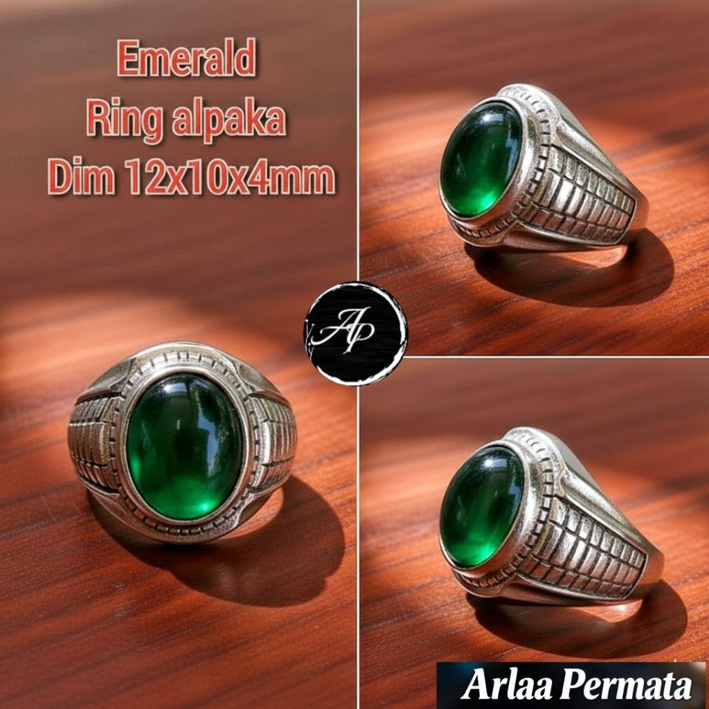 CINCIN BATU EMERALD GREEN RING ALPAKA CAKEP