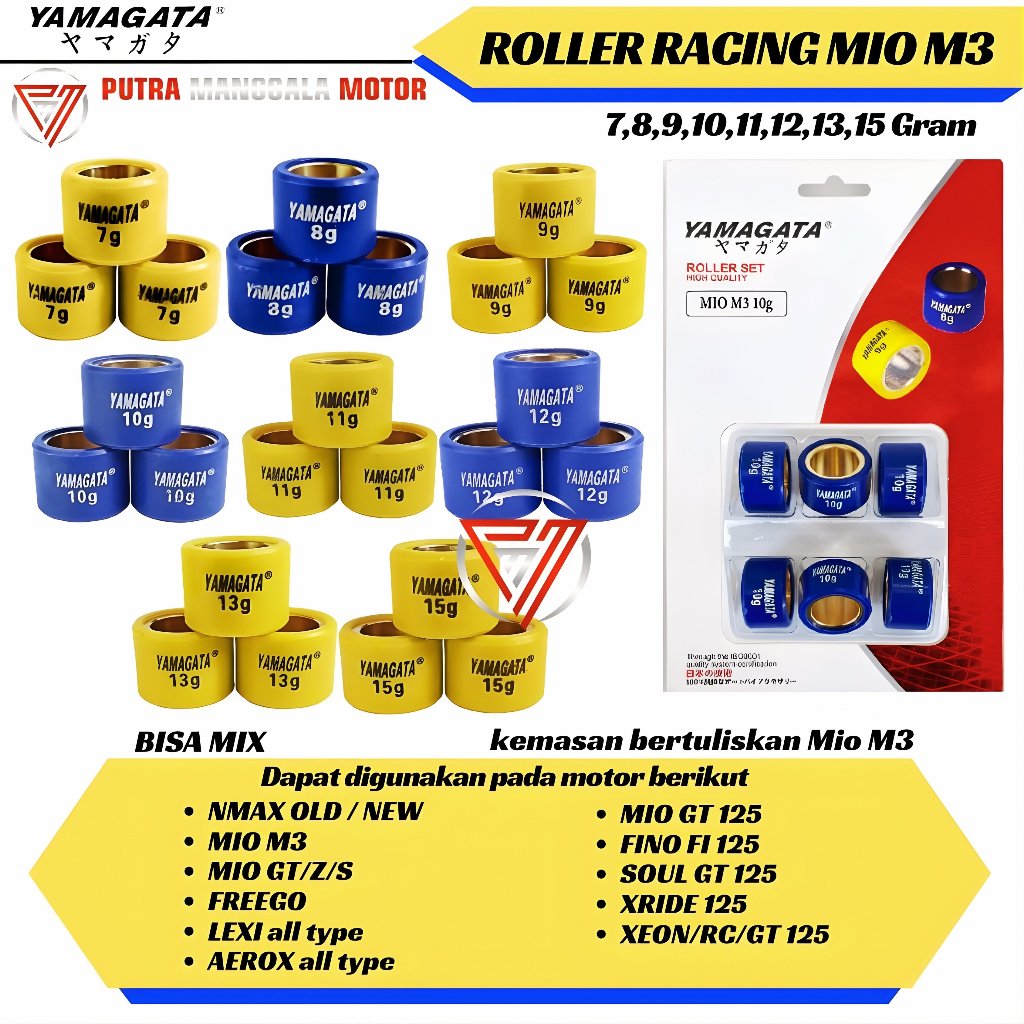 Roller Racing YMGT Mio m3 Soul  Nmax Aerox Lexi Xeon Fino 125 7gr 8gr 9gr 10gr 11gr 12gr 13gr 15gr