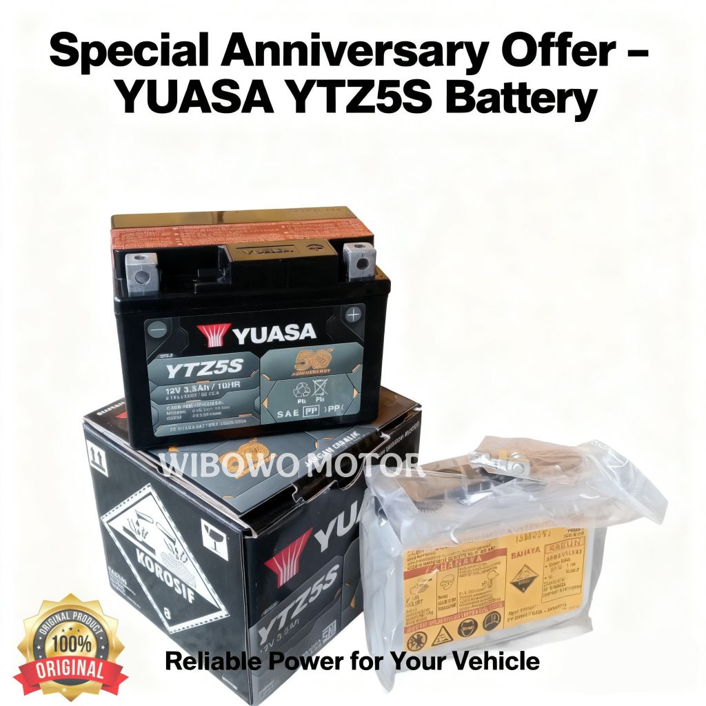 AKI ACCU KERING YUASA YTZ5S 12V 3,5A BATERAI MOTOR KARISMA SUPRA 125 BEAT VARIO MIO J VIXION SPIN SH