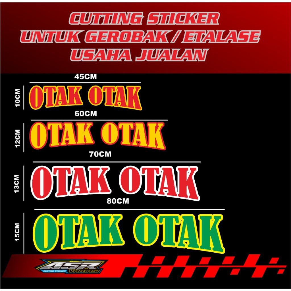 sticker gerobak usaha jualan, Cutting sticker tulisan otak otak dua warna
