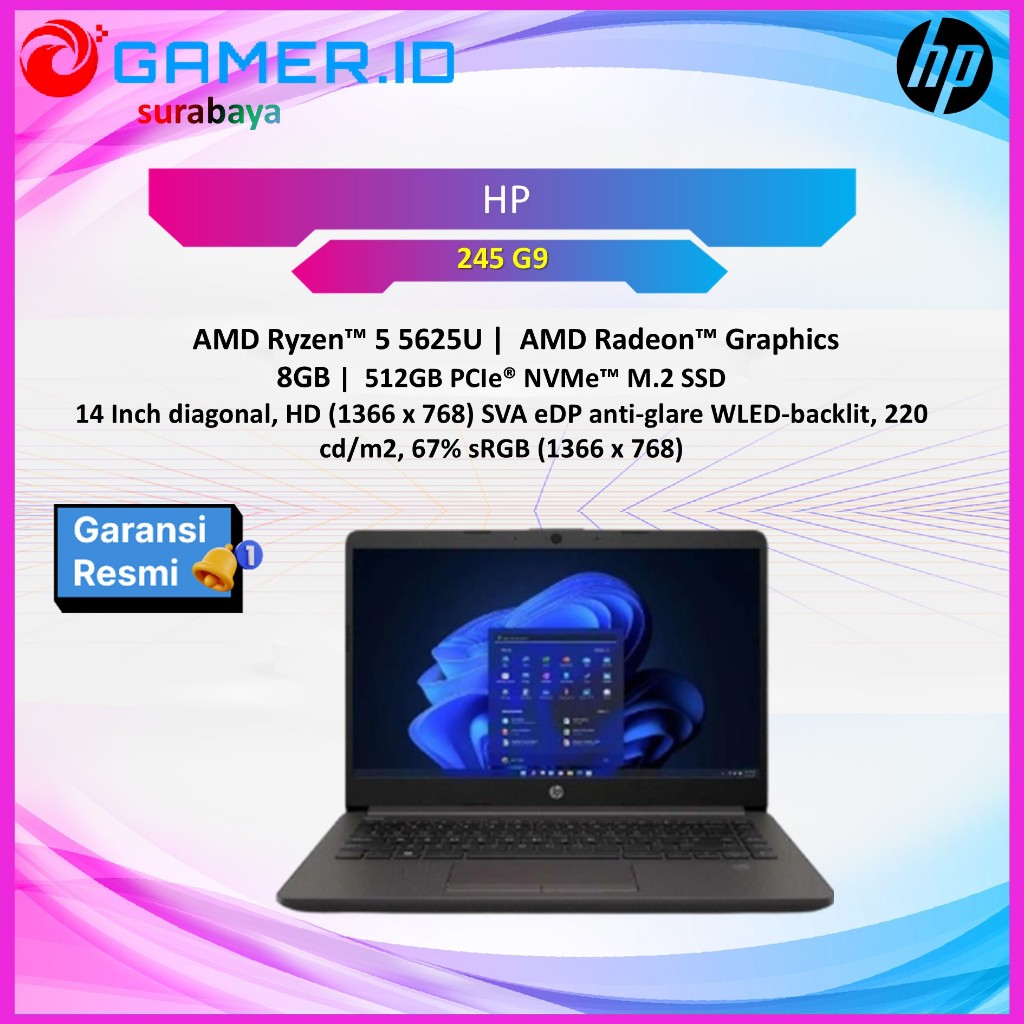 LAPTOP HP 245 G9 RYZEN 5 5625 8GB 512GB 14.0