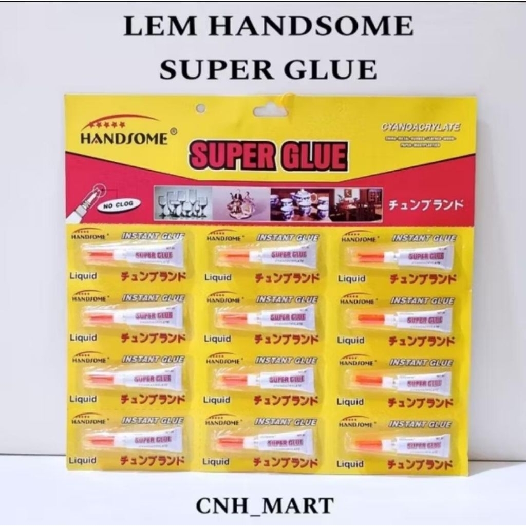 12PCS - Lem Handsome Super Glue Renceng - Lem Handsome Renceng Tube - Odol