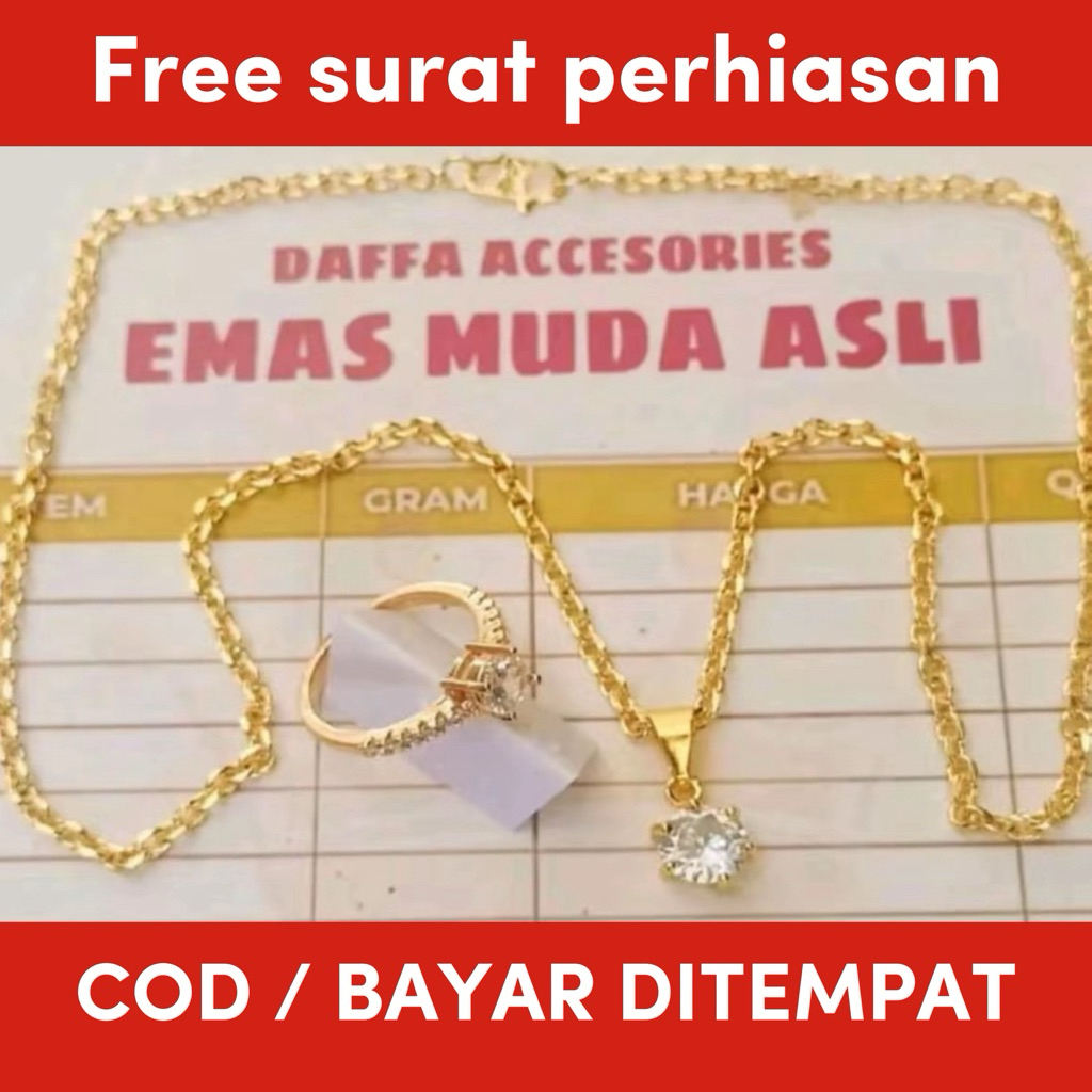 kalung emas muda motif nuri mata free cincin mata satu dapat surat toko